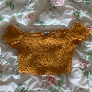 Yellow Ribbed Crop Top